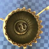 Pendant light in turquoise green opaline & brass