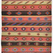 6x9 Blue & Red Details Kilim Rug,Modern Mid Century,Wool Area Rug,175x261Cm