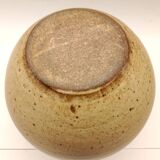 Vintage speckled brown stoneware pitcher in the shape of a ball
