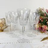 6 cut crystal red wine glasses, French