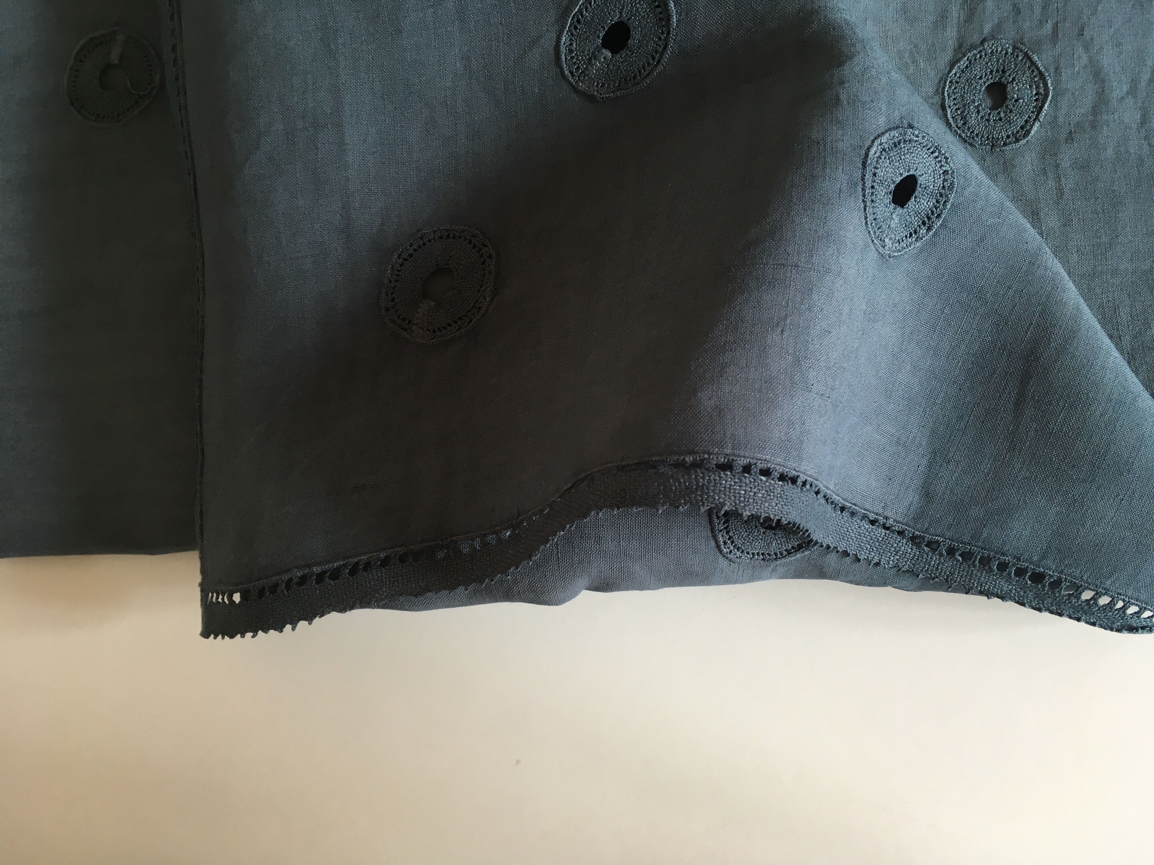 Hand embroidered linen tablecloth, 60's, 3.10m