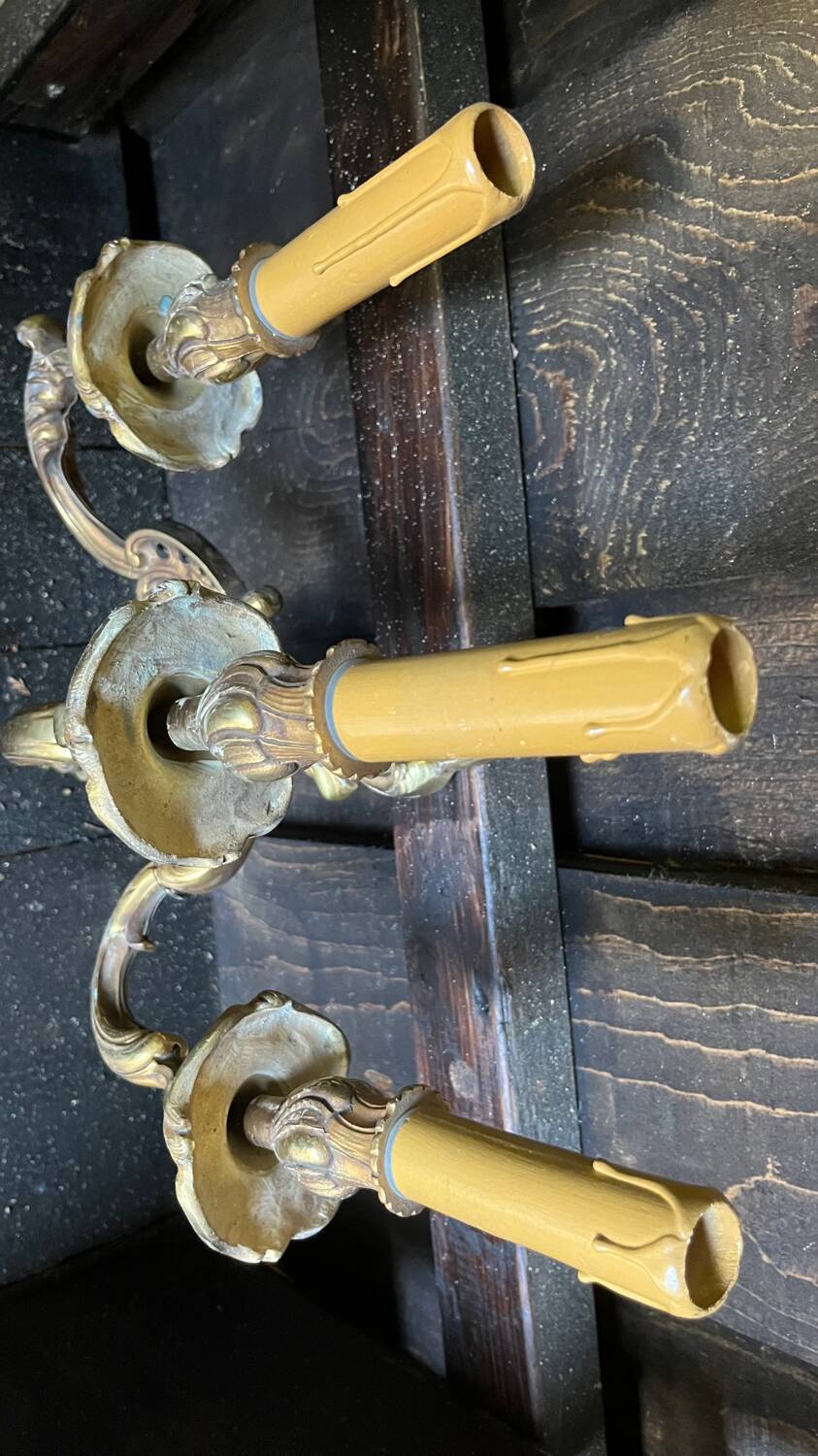 Vintage golden bronze 3-light wall light