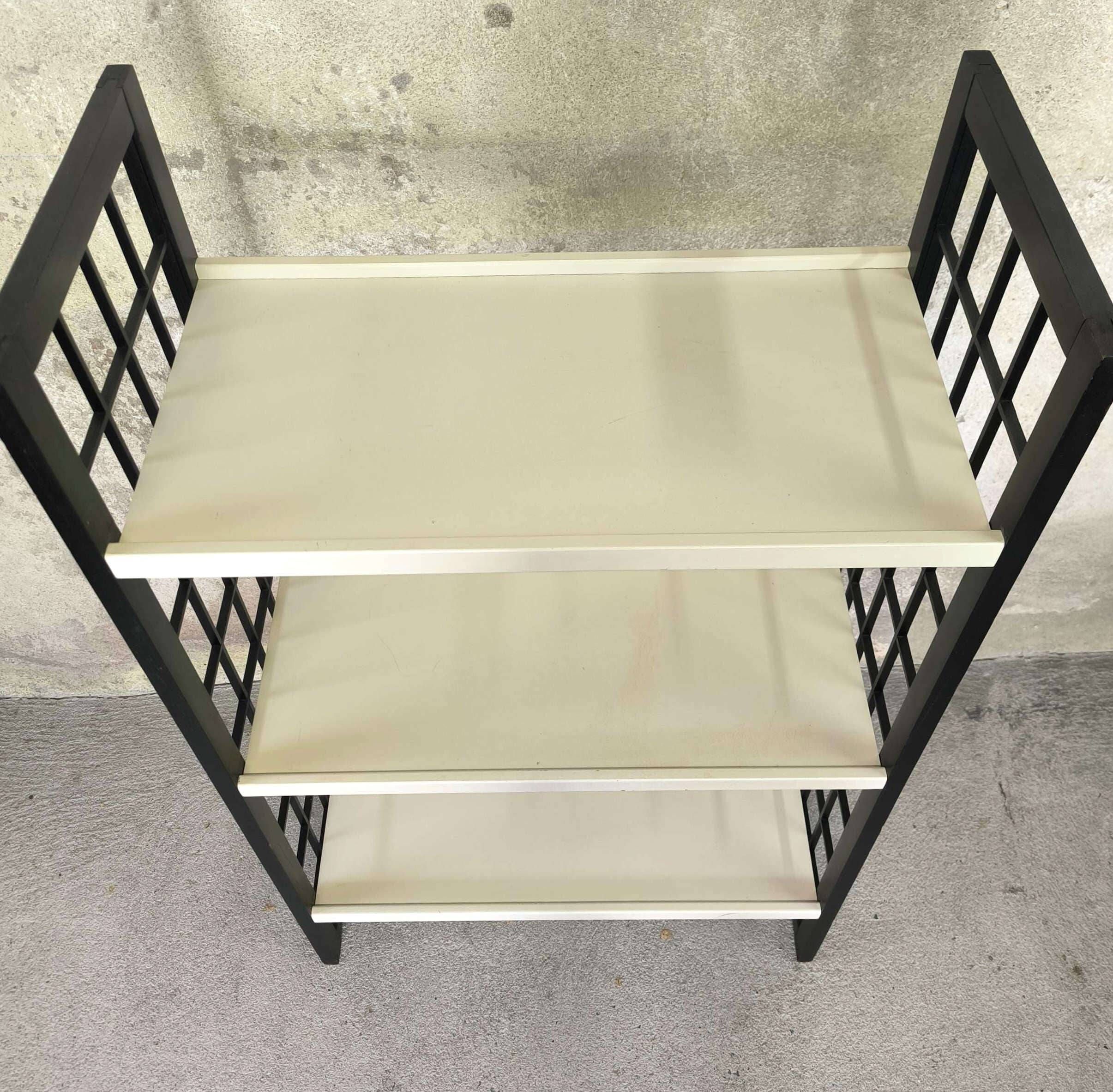 Vintage shelf in black and white wood