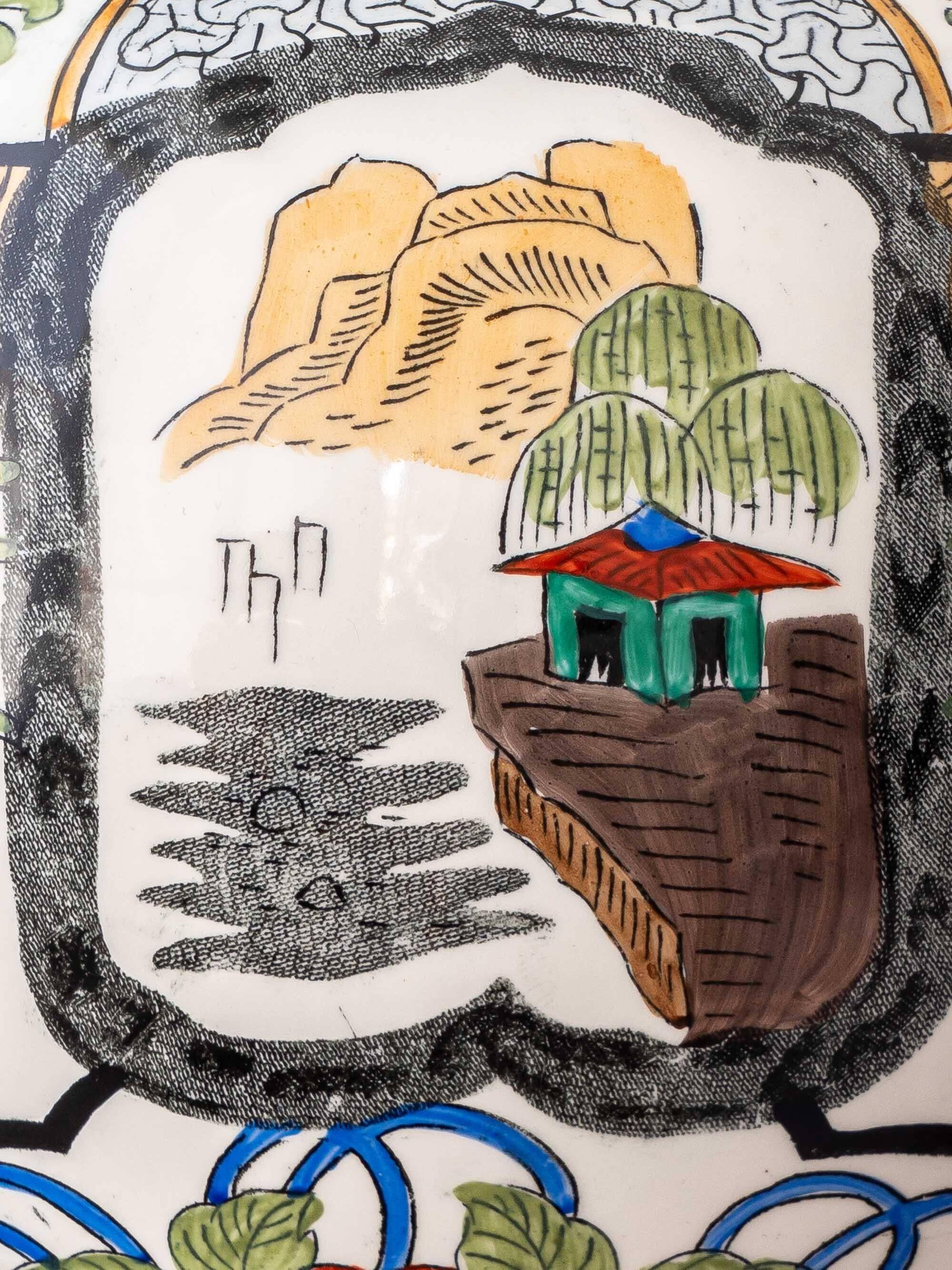 Chinese porcelain table lamp hand-painted by Petrus Regout, circa 1880, new lampshade.