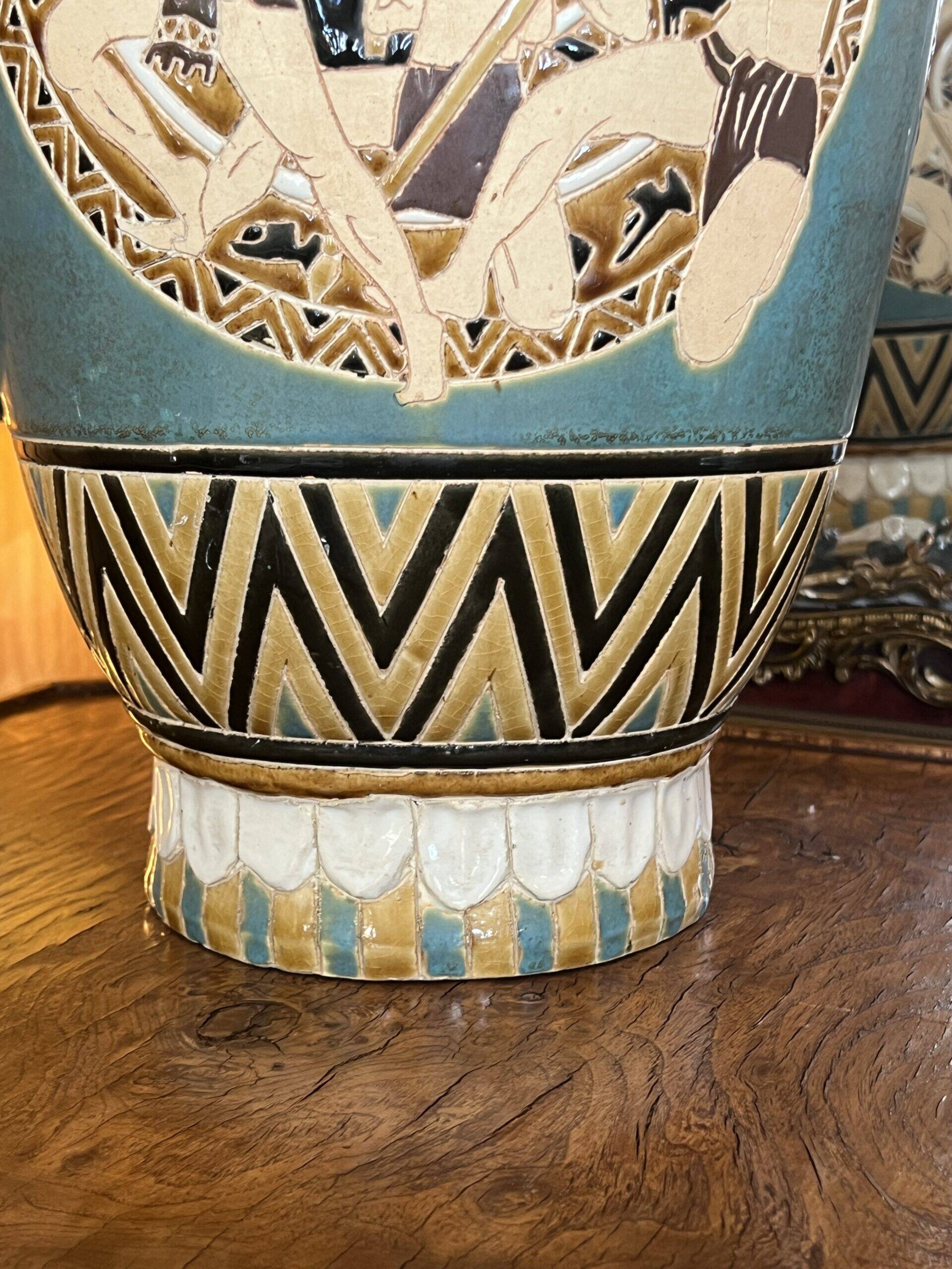 1970s ceramic floor vase, vintage decor, H 56 cm