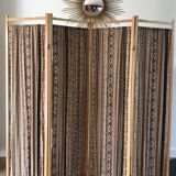 Screen in beech wood and vintage fabrics 1970s