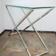 1990s-style Modern console table, chrome and glass, 120 cm