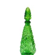 Bouteille/carafe Genie en verre à bulles vert Empoli vintage