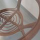 Table basse ronde vintage en verre fumé et rotin des années 70