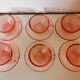 set of 6 pink glass coffee cups and saucers, rosaline