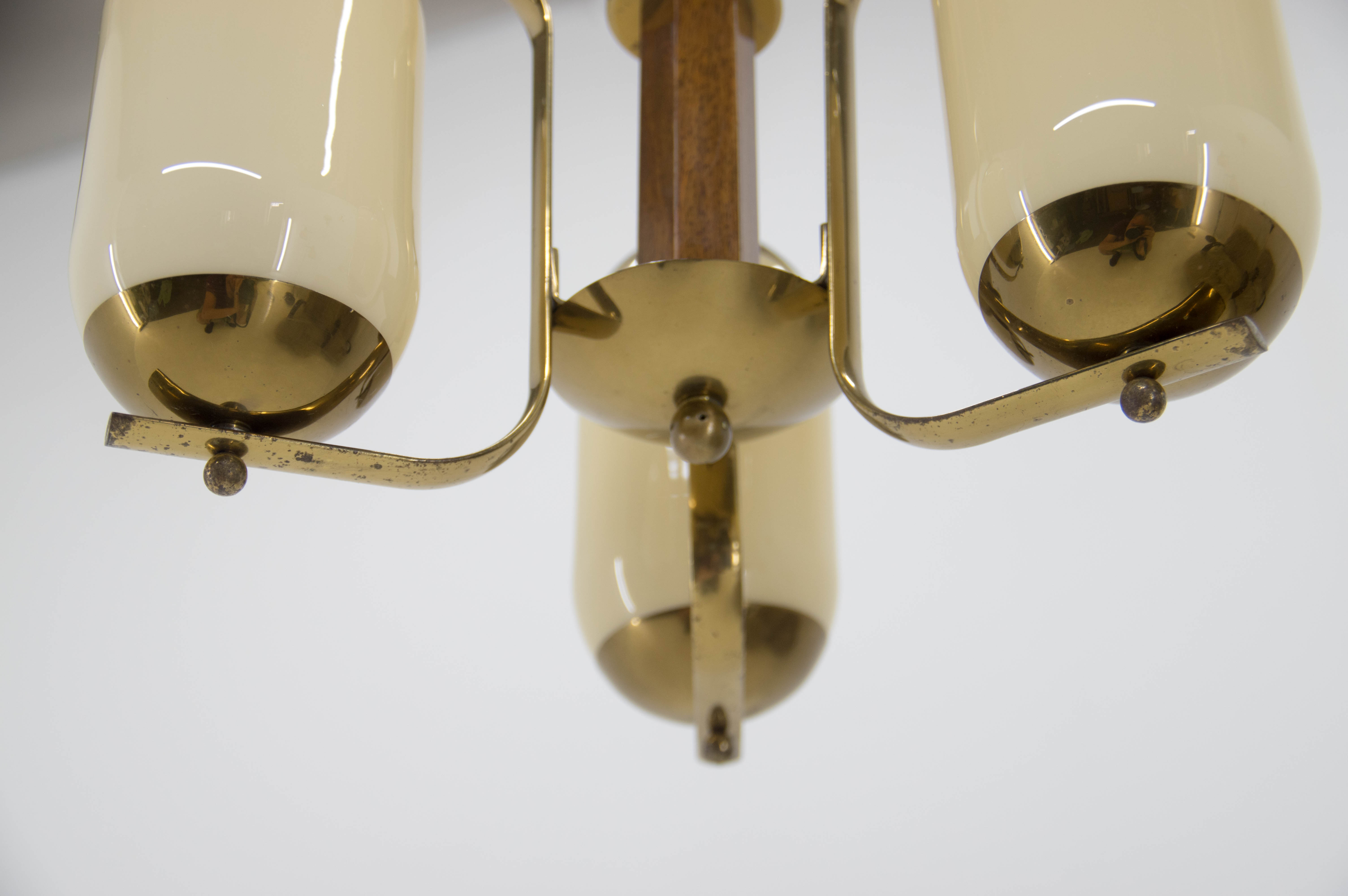 Art deco three-flamming chandelier, 1940s