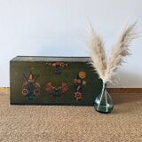 Large antique trunk hand-painted décor