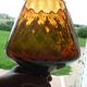 Vintage amber & clear glass footed vase