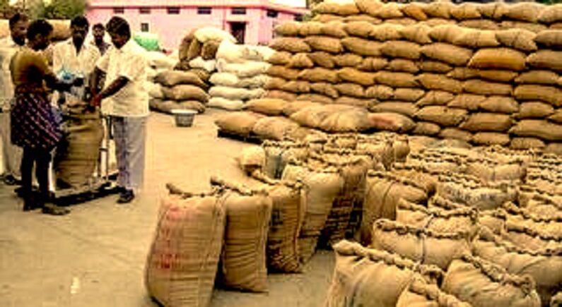Bag of rice in burlap