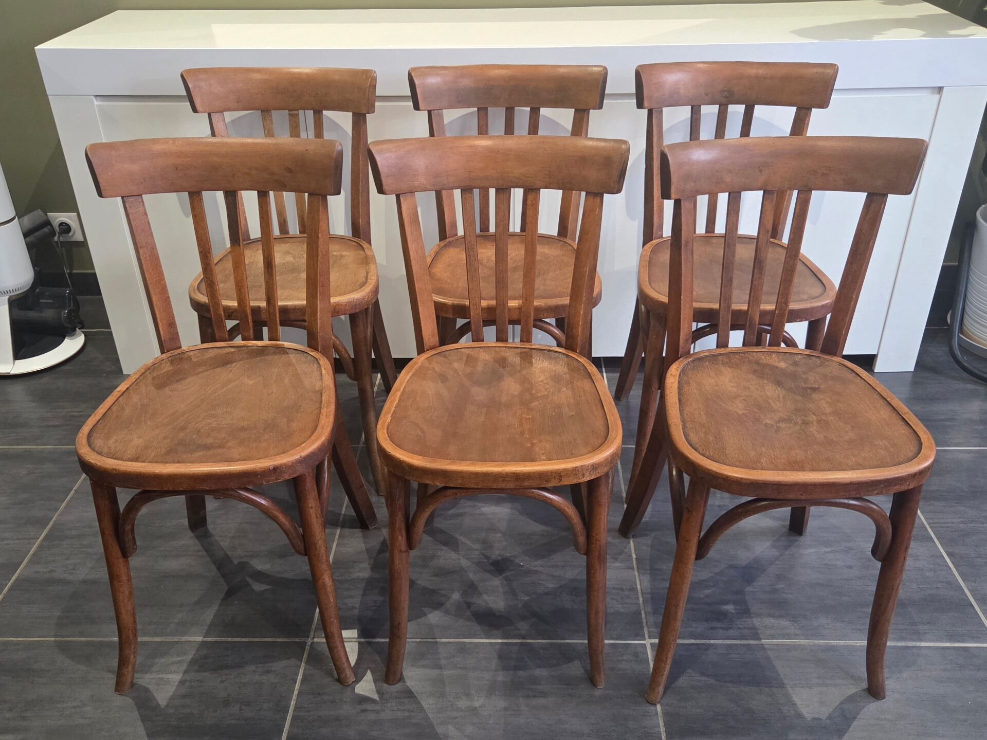 Set of 6 vintage Fischel bistro chairs, 1970s