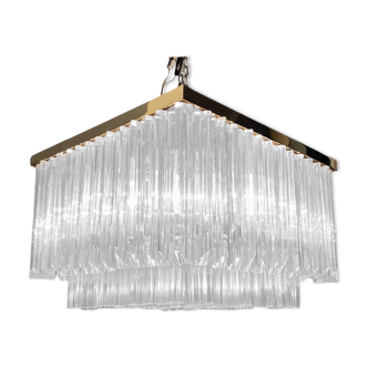 Mid-century murano glass prism flushmount