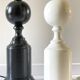 2 large black and white turned wood vintage lamp bases.
