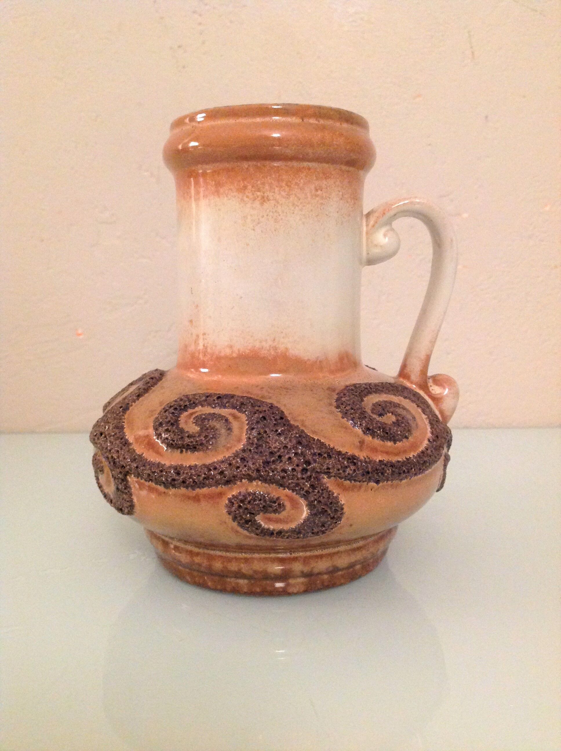 Fat Lava beige ceramic vase by Strehla West Germany vintage 60s-70s