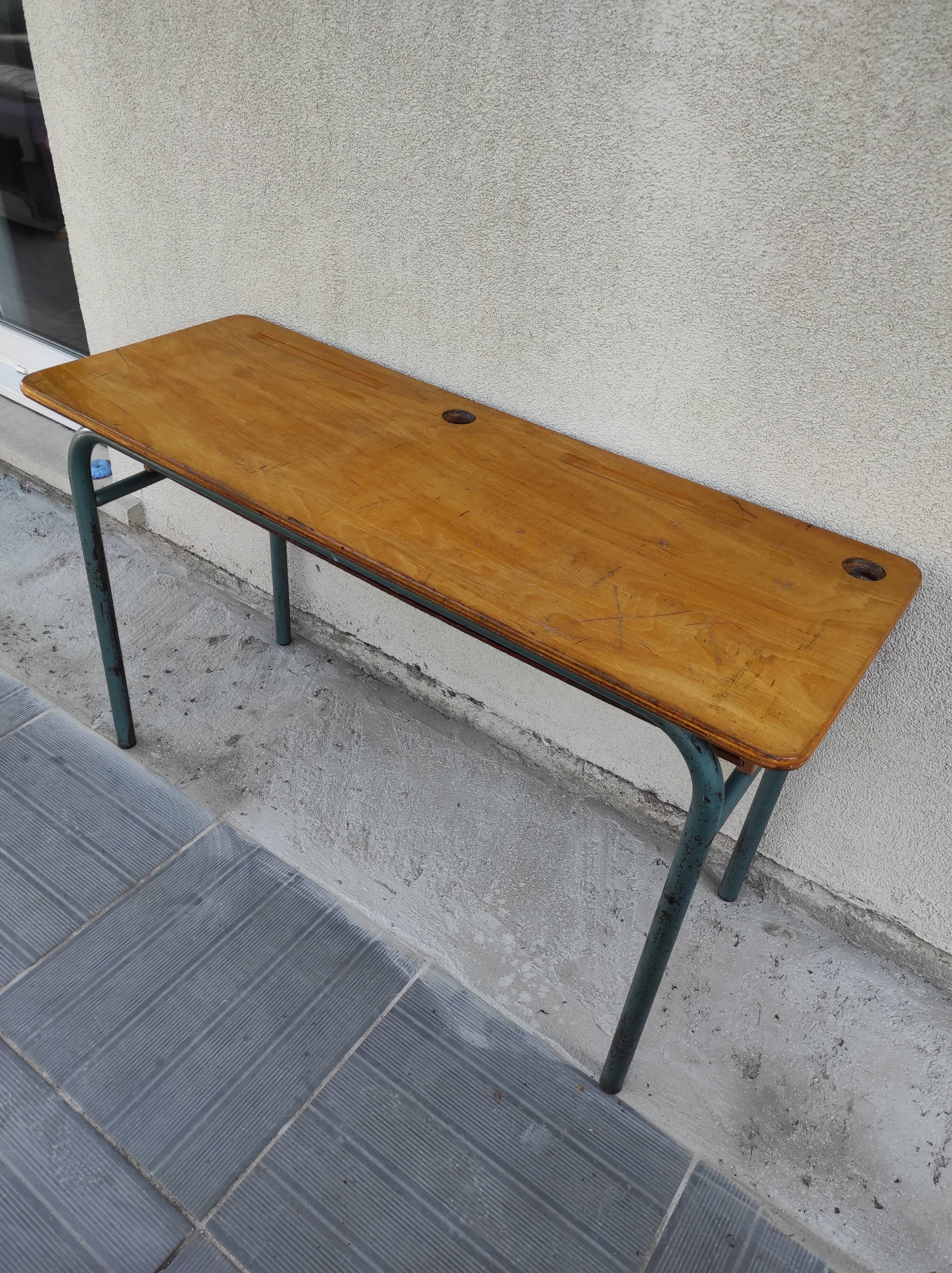 Hitler style 1960 double school desk with locker