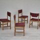1970s, Danish set of 4 dining chairs, original condition, oak, wool.
