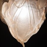 Gorgeous vintage Murano chandelier with leaves of orange and pink highlights