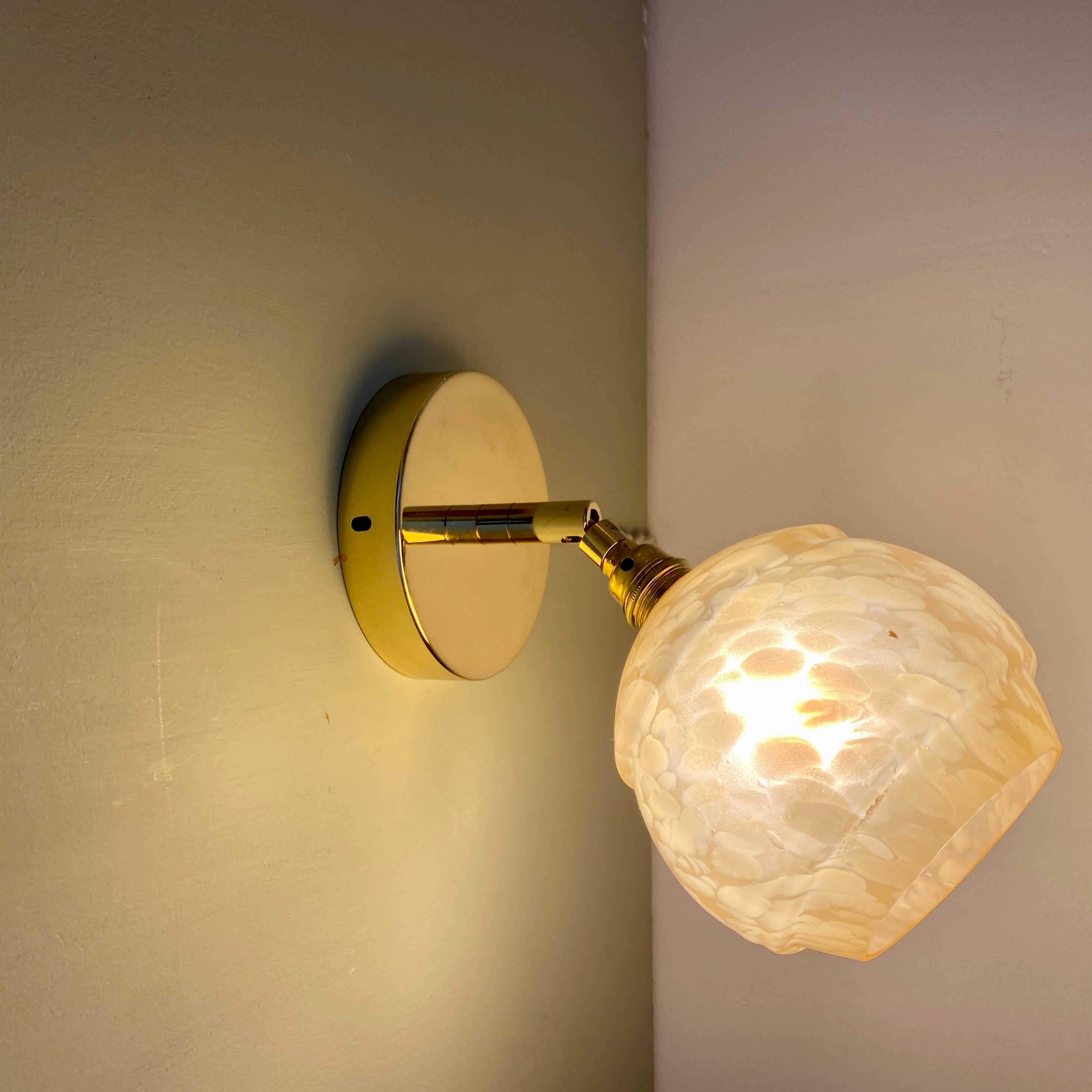 Vintage globe wall light in yellow Clichy glass
