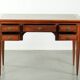Elegant English style desk with green leather top, gold details and drawers