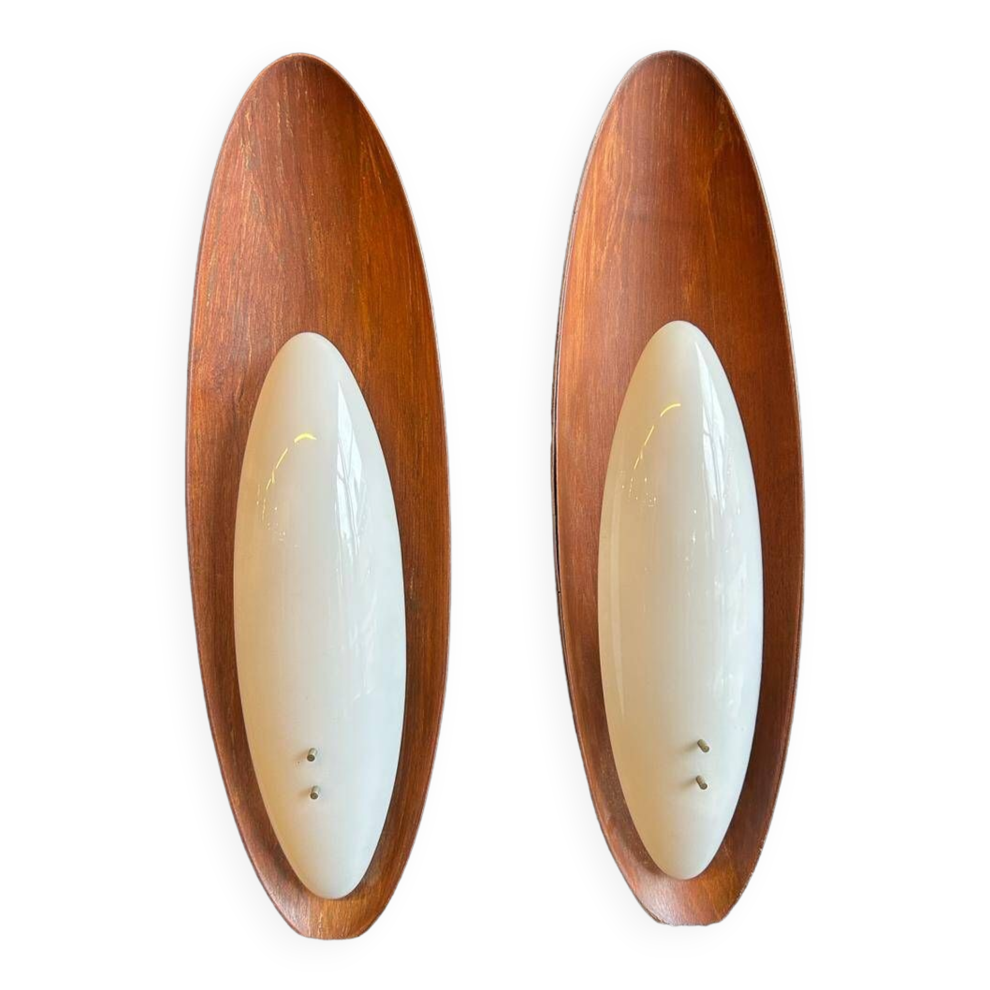 Pair Of Goffredo Reggiani Sconces Original Edition Italy 1960 - Teak And Perspex