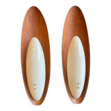 Pair Of Goffredo Reggiani Sconces Original Edition Italy 1960 - Teak And Perspex