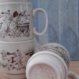 4 cups/mugs brown/beige - KilnCraft Stl England Deco hunting - vintage
