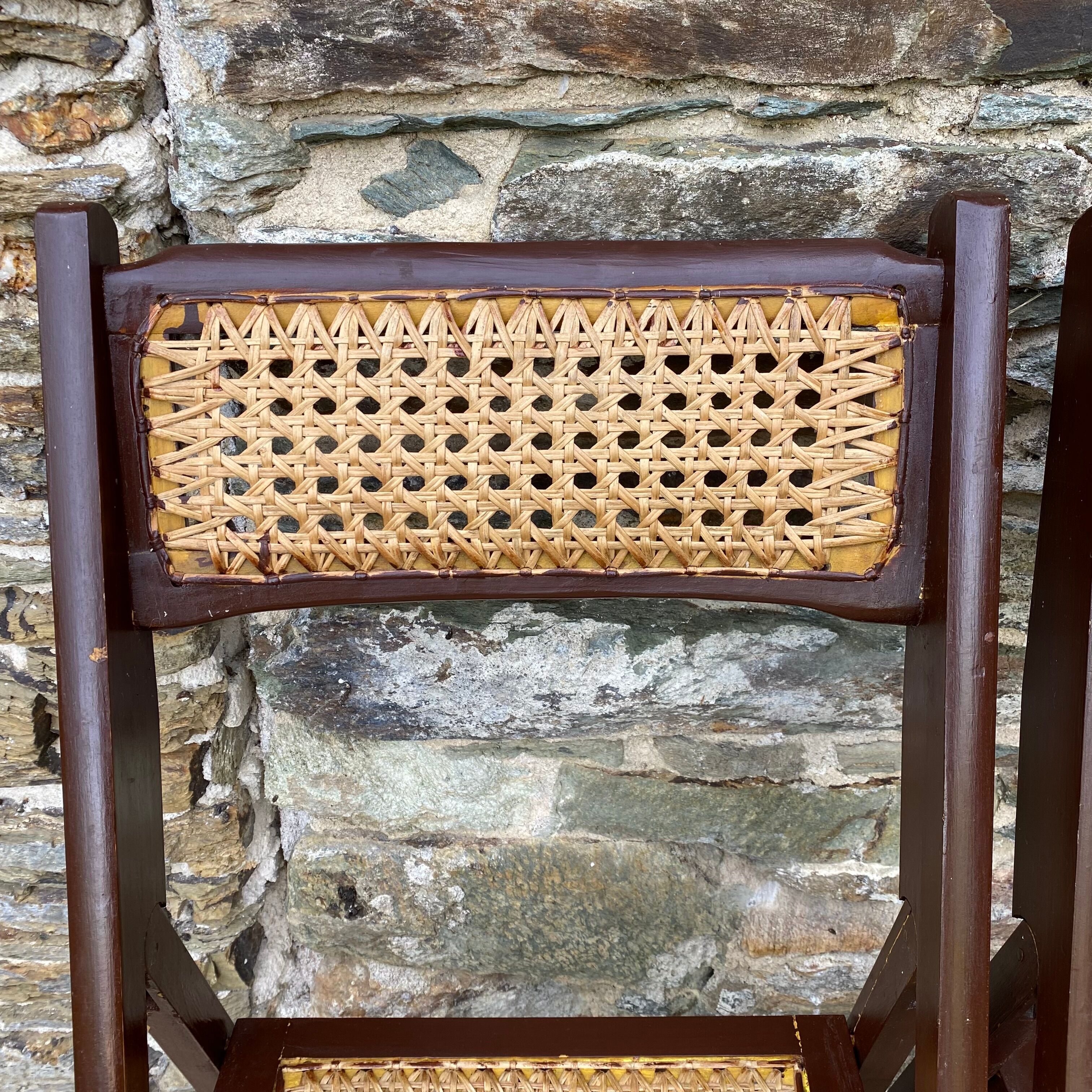 Vintage folding chairs wood and canning