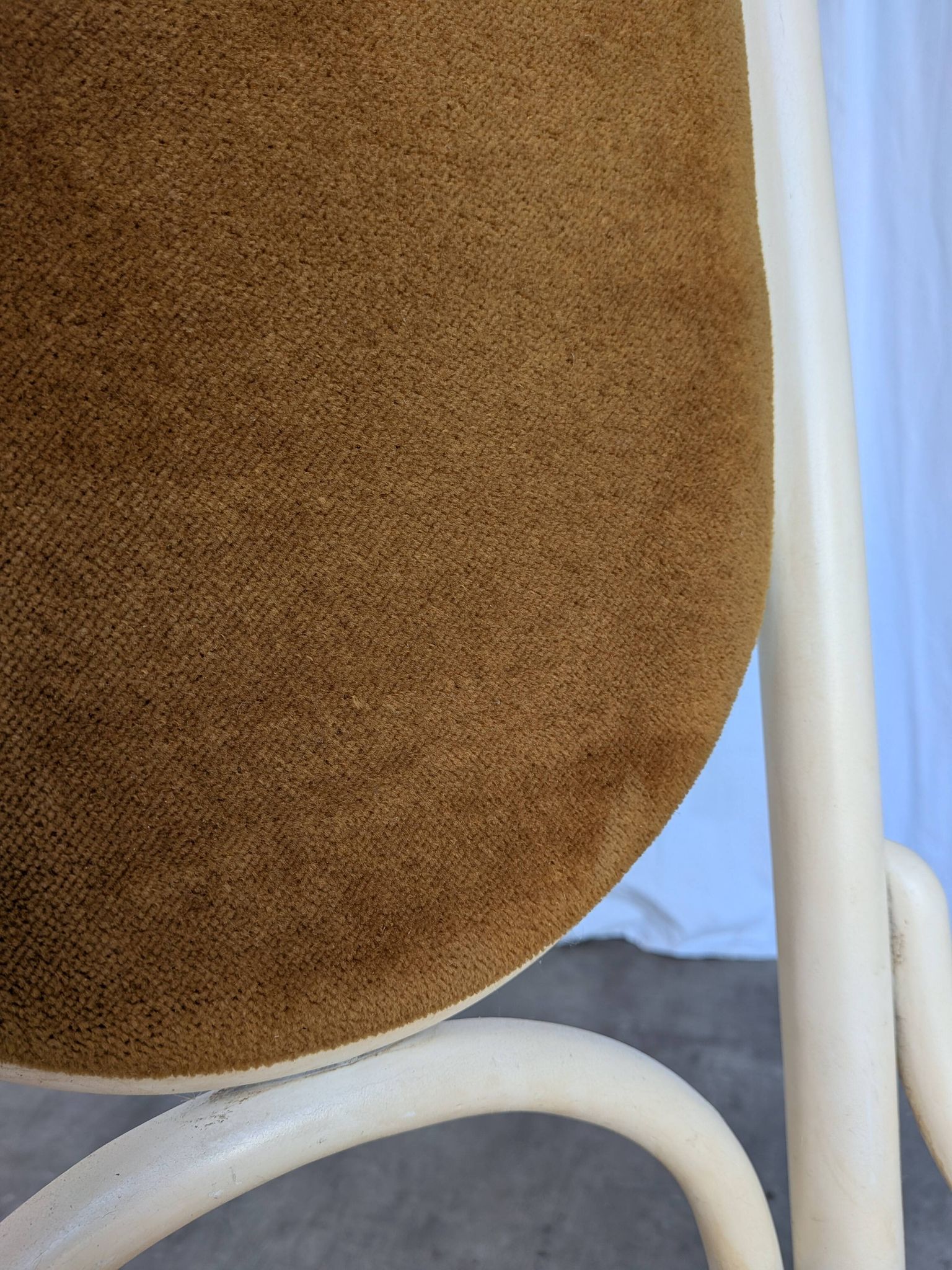 Vintage Thonet Bentwood Dining Chair: Cane Seat, Yellow Fabric Back