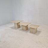 Set of 3 italian travertine coffee or side tables, 1980s