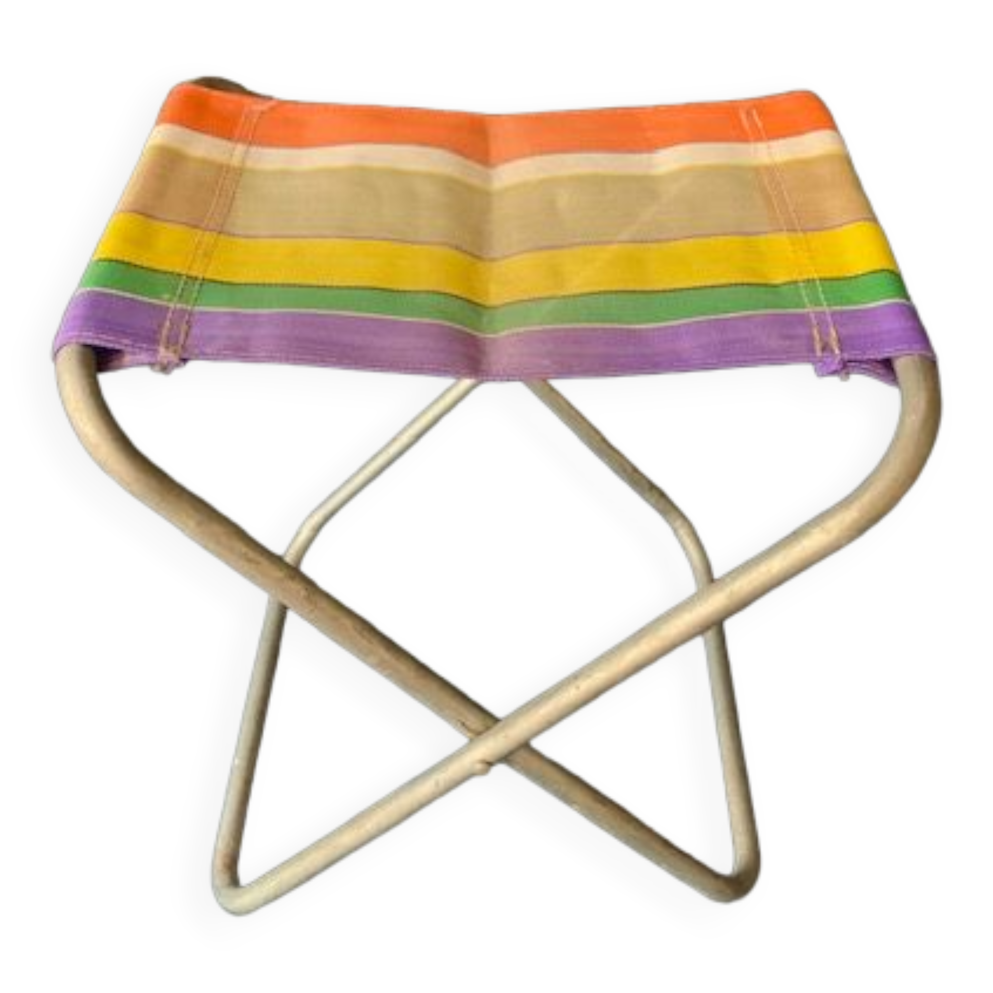 Vintage folding beach stool, stripe, nylon, 1960