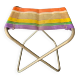 Vintage folding beach stool, stripe, nylon, 1960