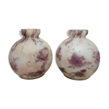 Paire de vases en verre multicouche Delatte Nancy