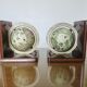 Pair of wooden bookends "globe" from the 1970s.