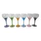 6 colorful vintage crystal wine glasses