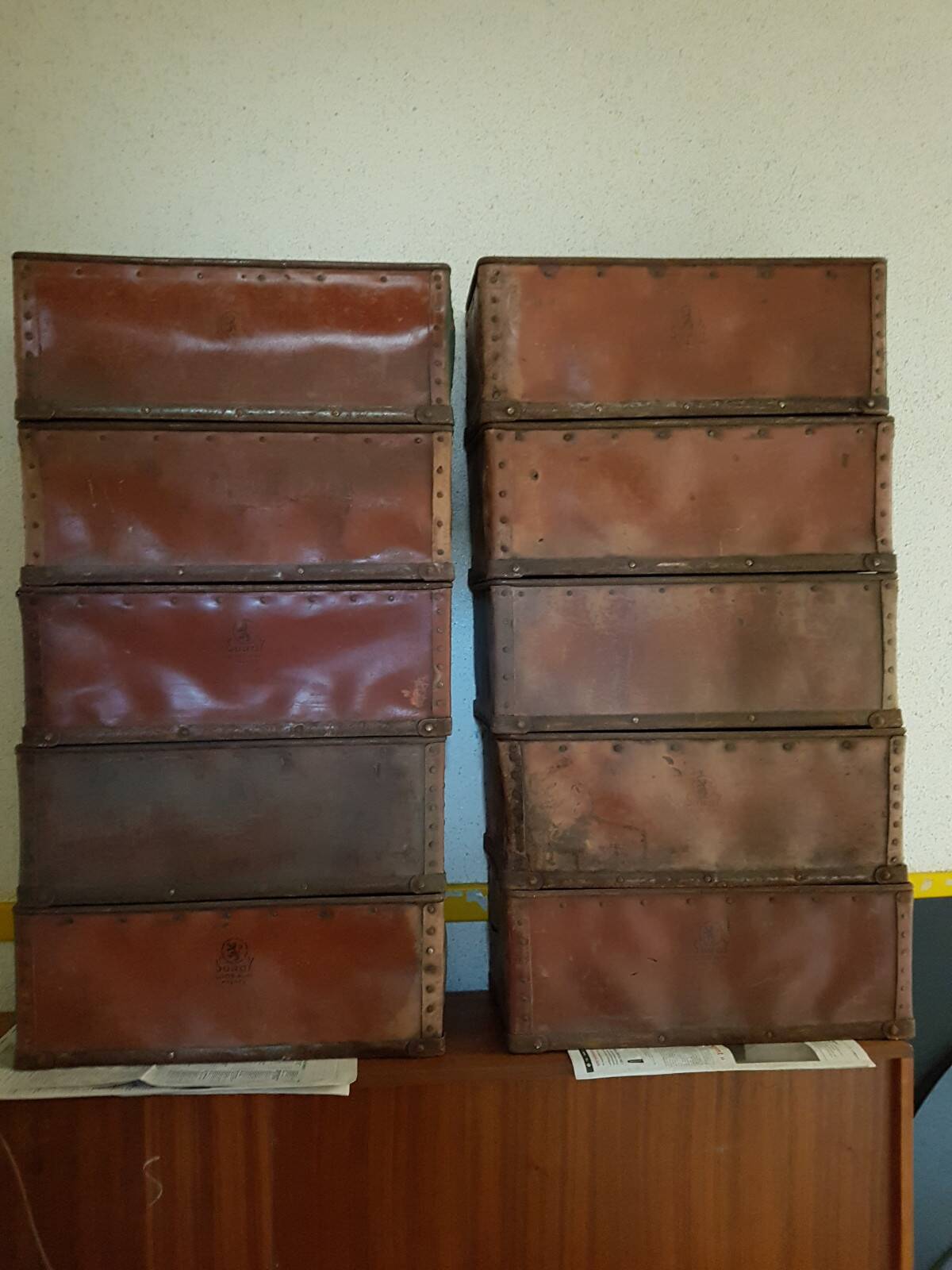 Batch of 11 storage bins suroy industrial loos france vintage 1950