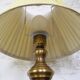 Vintage Brass Table Lamp with Round Base and Cream Pleated Shade 4352