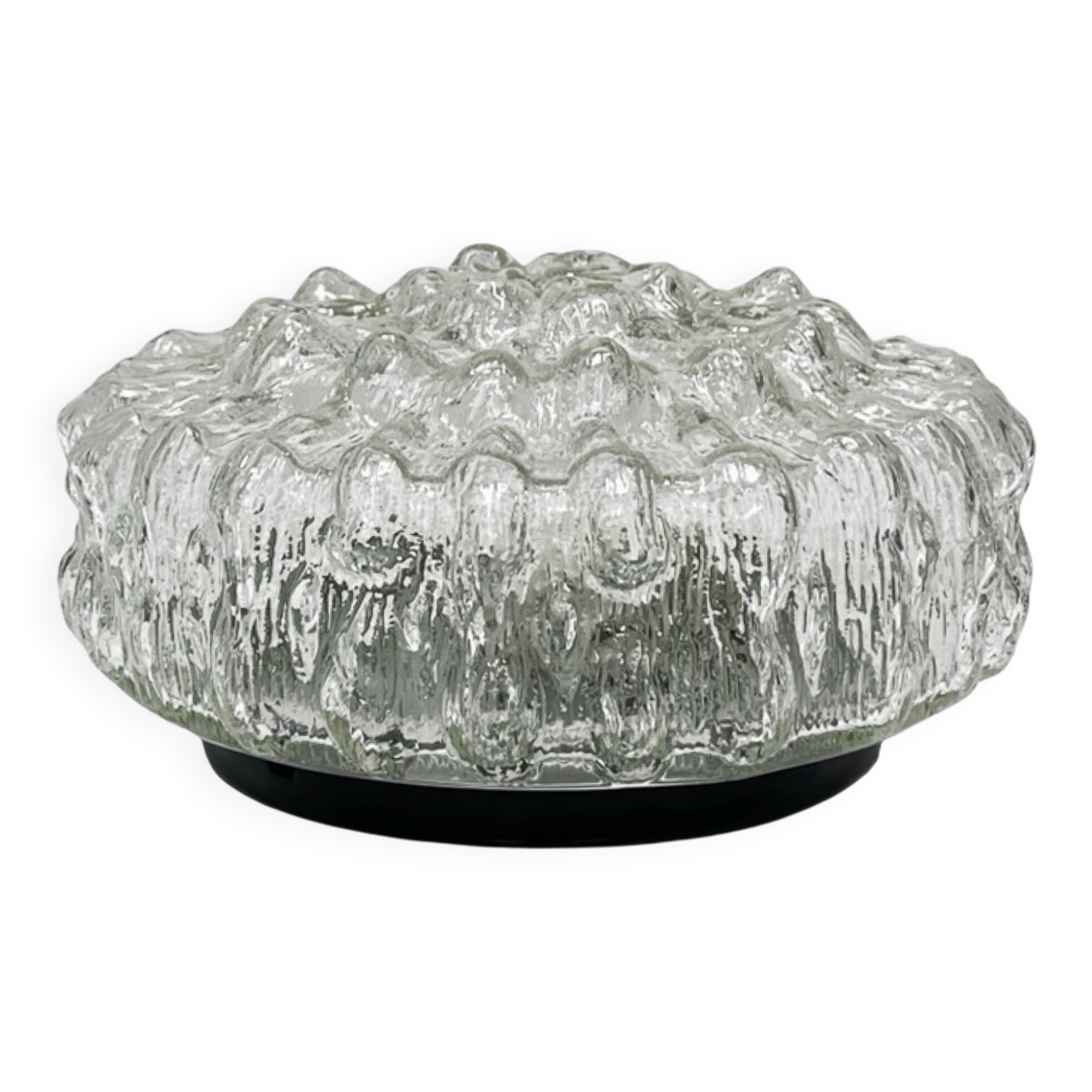 Crystal Ceiling Lamp, Wall Lamp RZB 32310 Floral Motif / Ice Glass, Germany