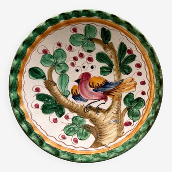 Artisanal plate with bird decor