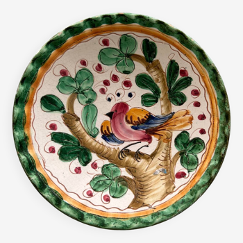 Assiette artisanale à décor d'oiseau