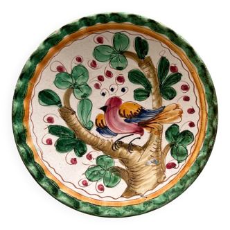 Assiette artisanale à décor d'oiseau