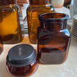 Set of 5 brown glass jars