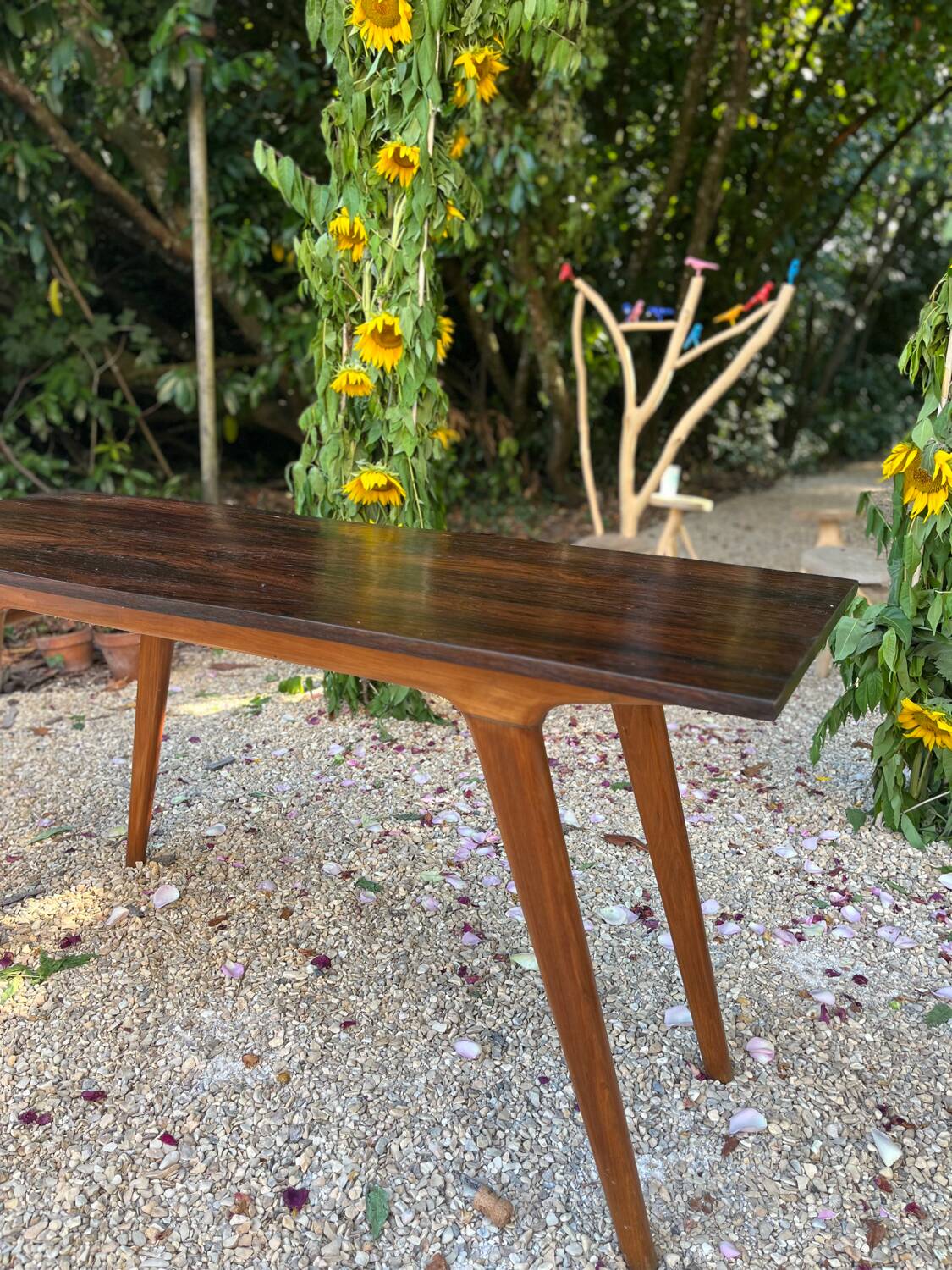 Console brésilienne en palissandre et caviuna, G Scapinelli