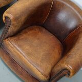 Vintage Dutch Cognac Leather Club Chairs, Set of Three