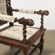 Antique Neo-Renaissance armchair in oak and fabric, 19th-20th century.
