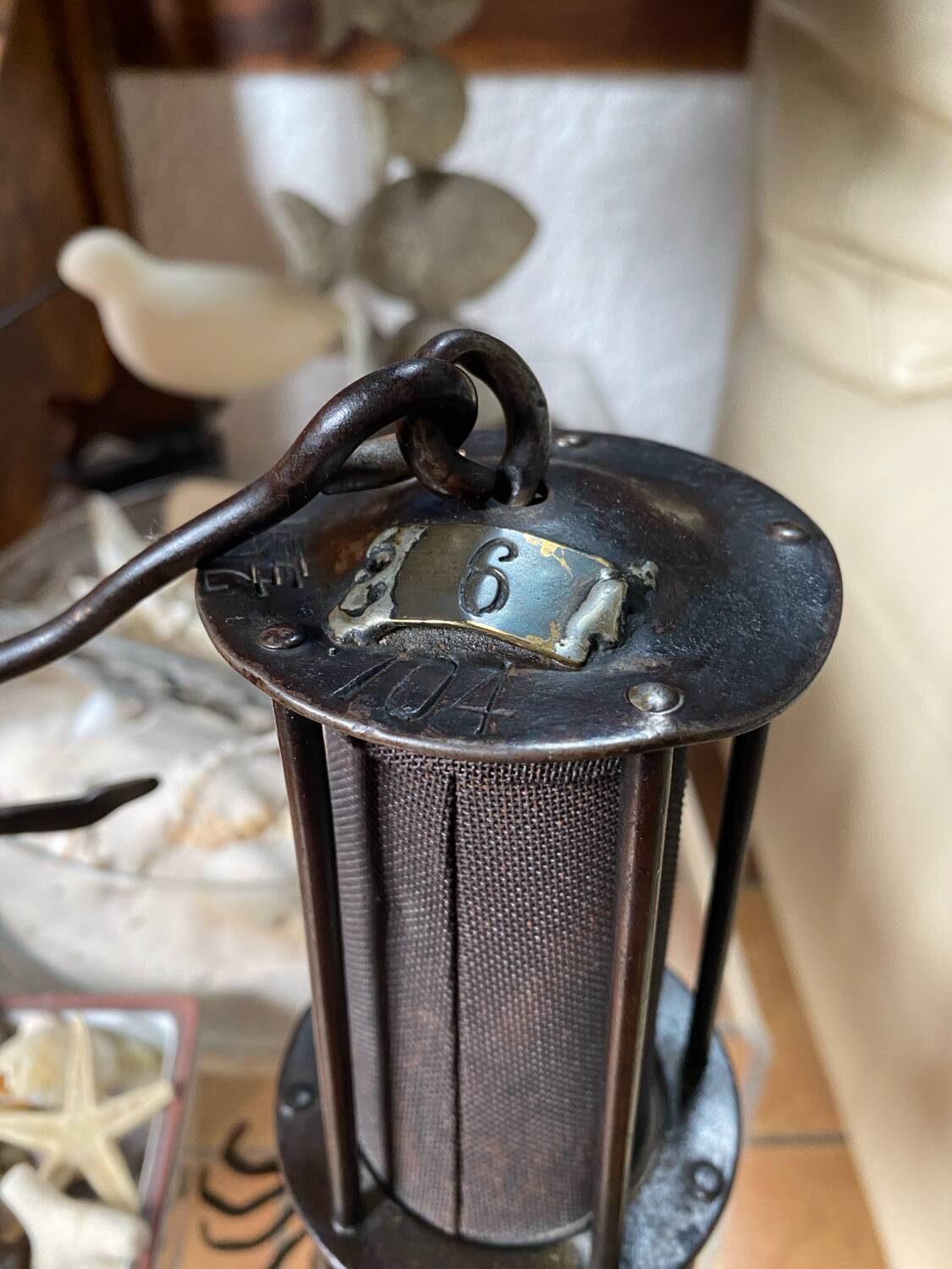 Old numbered miner's lamp