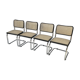 Ensemble de 4 chaises vintage modèle Cesca B32 en noir et chrome